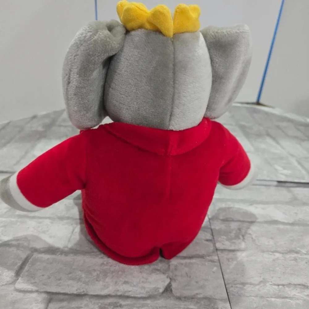 Vintage 1988 Gund Babar the‎ King Plush Stuffed Christmas Elephant with Red Suit